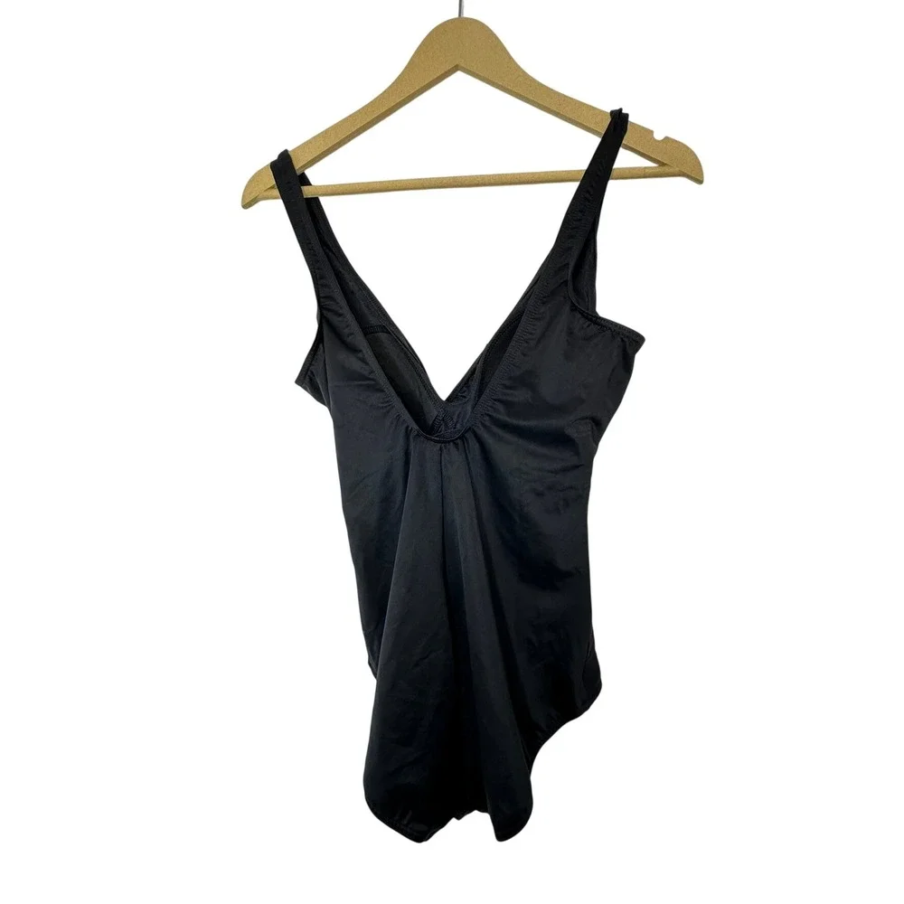 Miraclesuit One Piece Swimsuit Womens‎ 12 Black Excellent Surplice Wrap Front